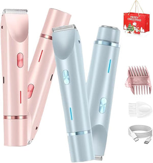 Tanvera Razor GlowTrim 2-in-1 Bikini &amp Body Trimmer Tanvera Waterproof Dual-Head Electric Shaver Womens Shaver for Face Bikini Body Leg (2pcs-B)