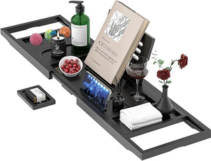 Yirilan Bathtub Tray Expandable Bath Tray for Tub for Books Tablets &amp Wine Glasses for Home Spa Bathroom Accessories &amp Gifts