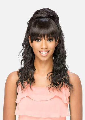 Vivica A. Fox 20 Inch Loose Layered Spiral Curl Ponytail with Dome Top and Fringed Bang New Futura Synthetic Hair - BP-KENNEDEI (99J)