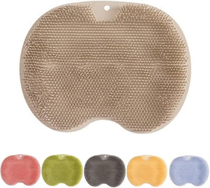 Silicone Shower Foot Scrubber Mat 2025 New Shower Foot Back Scrubber Massage Pad Back Cleaning Pad Upgrade Shower Foot Scrubber Mat with Non-Slip Suction Cups Back Bath (Khaki)