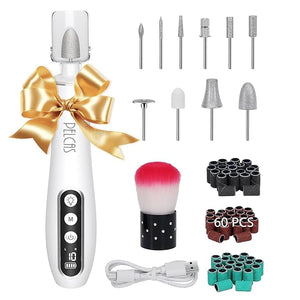 PELCAS Cordless Nail Drill 10 Speeds Professional Electric Nail File with LED Light Portable Electric Toenail Files with LCD Screen for Thick Nails Acrylic Nails Polishing Nail Art
