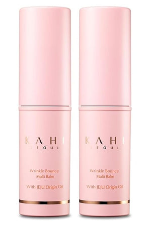 KAHI Wrinkle Bounce Multi Balm - DUO EDITION | All-in-One Hydrating Balm Eye Cream Make Up Base &amp Moisture Stick | Daily Moisturizer Stick with Salmon-derived sodium DNA (0.32 oz - Pack of 2)