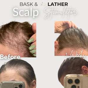 Bask &amp; Lather Scalp Stimulator Hair Oil Cold Pressed Grapeseed, Mint, Rosemary Oil for Hair Growth, Organic Natural Leave in Hair, 2 Fl Oz, 3 Pack