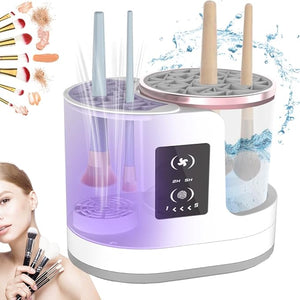 Makeup Brush Cleaner 3 in 1 Electric Makeup Brush Cleaner and Dryer Automatic Makeup Brush Cleaner Machine with Multi-Hour Drying Settings Portable Design for All Makeup Brush Types