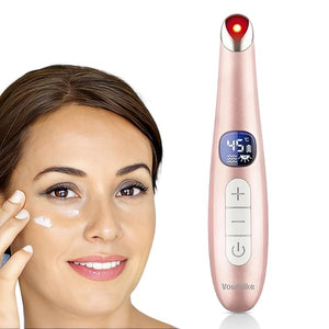 Eye Lift Wand, 3 in 1 Vibrating 98¡ÆF to 113¡ÆF LCD Eye Massager for Dry Eyes, Dark Circles and Puffiness, Face &amp; Neck Lifting Tool for Fine Lines and Wrinkles, Rose Gold