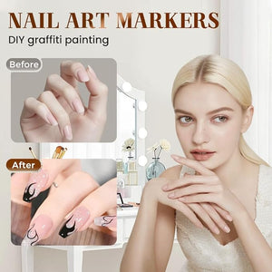 12 Colors Nail Art Pens Set, 2026 New Quick Dry Nail Art Markers for Gel Nails, Acrylic Nail Polish Pens for Drawing, Painting &amp; Dotting, DIY Nail Art Pen Set for Manicure Design Tools (1 Set)