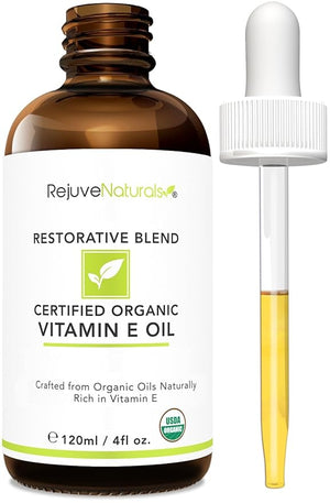 Vitamin E Oil - 100% All Natural &amp USDA Organic (LARGE 4oz Bottle) Repair Dry Damaged Skin from Surgery &amp Acne Age Spots. For Radiant Hydrated &amp Youthful Skin. Face &amp Body Moisturiz