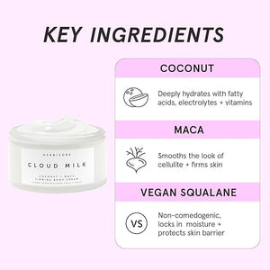 HERBIVORE Cloud Milk Coconut + Maca Firming Body Cream I Fast Absorbing Moisturizer for Smoother Firmer Looking Skin I Vegan for All Skin Types 195 mL / 6.6 oz