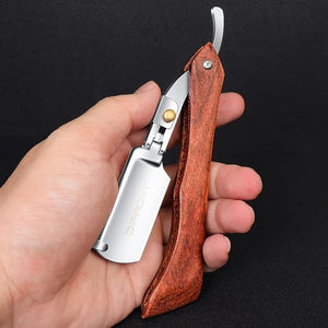 manual razors redwood handle shaver men's shaving razor professional barber Hair cut razor change blade type shaving knife Professional Straight Edge Razor with 20 both Edge Blades stainless blades