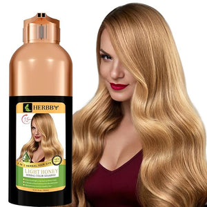 HERBBY Hair Color Shampoo for Gray Hair Coverage&ampColor Transform with 9 Herbal Extracts ?Long Lasting(6-8 Weeks)ShinyEvenly ColoredInstant Hair Dye Shampoo&ampConditioner 500 Ml (LIGHT HONEY