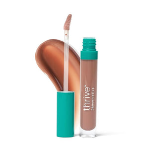 Thrive Causemetics Sheer Strength Lip Plumping Peptide Gloss, Lip Plumper with Vitamin E, Peptides, Plumps, Smooths &amp; Hydrates Lips, High Shine, Vegan &amp; Cruelty Free, Kackie (Mocha)