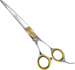Sharf Professional Pet Shears Kit: Gold Touch Dog Grooming 7.5 Inch Curved Shear &amp 7.5 Inch Straight Scissors | Must-Have Groomers &amp Home Groomer Scissors Set