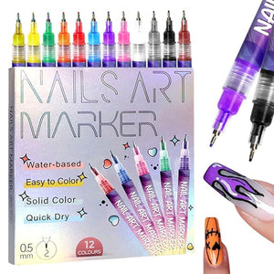 12 Colors Nail Art Pens Set, 2026 New Quick Dry Nail Art Markers for Gel Nails, Acrylic Nail Polish Pens for Drawing, Painting &amp; Dotting, DIY Nail Art Pen Set for Manicure Design Tools (2 Set)
