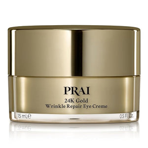 PRAI Beauty 24K Gold Wrinkle Repair Eye Creme - Anti-Aging and Anti-Wrinkle Eye Cream - Infused with Hyaluronic Acid and Real 24K Gold 0.5 Oz