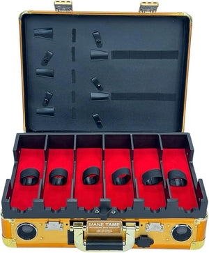 MANE TAME Barber Case ? Executive Mobile Barber Station- Gold - Includes Speakers and Combination Locks