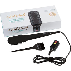 Head Kandy One Upper Hair Straightening Brush with Heat | Hot Brush with Ceramic Plating | Anti Scald Technology | Black