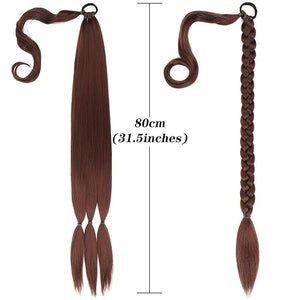 SONGCHAO Fake Hair Bun 80cm Synthetic Wraparound Long Braided Ponytail Hair Extension Headband Synthetic Wig Piece Bun for Women's Daily Use Hair Accessories (Color : F)