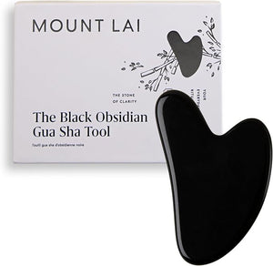 Mount Lai Obsidian Gua Sha Facial Tool ? The Stone of Transformation ? 100% Genuine Black Obsidian Stone Face Sculpting Tool for Lymphatic Drainage, Puffiness Reduction &amp; Jaw Tension Relief