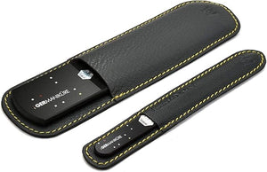 GERMANIKURE Black Glass Nail File &amp Pedicure Bar Set in Leather Sleeves - Ethically Made in Czech Republic - Professional Manicure &amp Pedicure Kit for Fingernail Care Foot Callous &amp Dry Sk