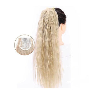 Hair Buns Hair Piece 22 Inch Long Corn Wave Ponytail Hair Extension Synthetic Fluffy Curly Ponytail Headband Hair Clip Women Wig Hair Bun Hair Accessories For Girls ( Color : 10  Size : 22inches )