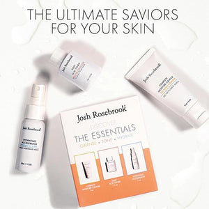 Josh Rosebrook The Essentials Kit - Cleanse Tone &amp Hydrate Skincare Set | Complete Moisture Cleanse 1 oz Daily Acid Toner 0.5 oz Hydrating Accelerator 1 oz | Travel Size Facial Skin Care