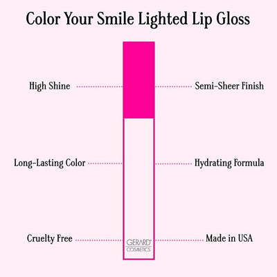 Gerard Cosmetics Color Your Smile Lip Gloss Nude, Super Pigmented Nude Lip Gloss with LED Light and Mirror, Shiny Finish, Hydrating Liquid Lip Color, Cruelty Free and Made in USA