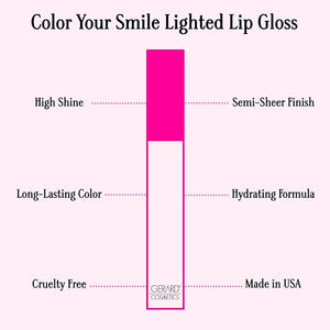 Gerard Cosmetics Color Your Smile Lip Gloss, Passion, Moisturizing Lip Gloss with Mirror and LED Light, Super Pigmented, Shiny Finish, Nude Lip Color, Cruelty Free and Made in USA