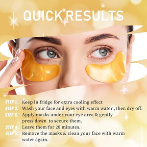 Vandarllin24K Gold Powder Gel Collagen Eye Masks Sheet Patch Remove BagsDark Circles &ampPuffinessReduce WrinkleMoisturisingHydrating for Blackheads (60Pairs)