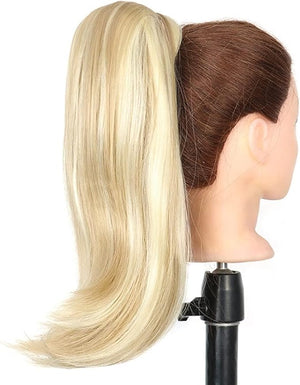 HIHELO 18 Inch Synthetic Straight Ponytail Hair Extensions Wig Bun Wrap Ponytail Barrette Clips for Women Hair Accessories (Color : P1B/27)