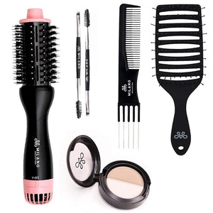 Milano Collection Wig Styling Kit Hot Air Brush Gentle Brush and Teasing Comb Ideal for Wigs and Natural Hair includes a Scalp Illusion Duo a Deluxe Lace Wig Concealer