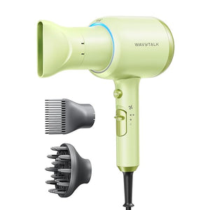 Wavytalk Hair Dryer with Diffuser Blown Away Ionic Hair Dryer for Curly Hair with Comb 1875W Fast Drying Blow Dryer with Ceramic Technology 3 Attachments for All Hair Types Light and Quiet Green