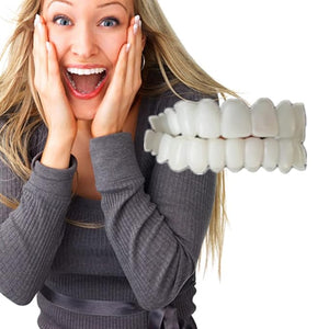 Silicone Gel Snap on Perfect Smile Upper Lower Teeth Tooth Braces White Products with Storage Box with Mirror (Black Box)