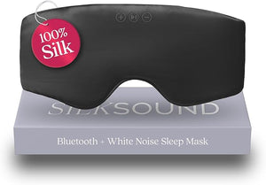 SilkSound 100% Mulberry Silk Bluetooth Sleep Mask Skin-Friendly Sleeping Eyemask with Bluetooth Headphones Sleep Gifts for Women Silk Eye Mask Headband Headphones for Sleeping Side Speakers