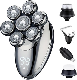 Head Shavers for Bald Men 5 in 1 Electric Shaver for Men 7D Floating Cutter Head USB Rechargeable Rotary Shaver Smart Multifunctional Grooming Kit