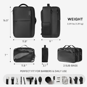 Hairstylist Travel Bag with 2 Pouches Hairdresser Bag with Adjustable Dividers Professional Barber Bag Hair Tools with Insulated Pocket Cosmetology Bags for Supplies Water-resistant Black