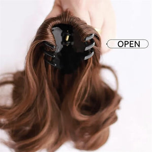 SONGCHAO Fake Hair Bun Messy Bun Synthetic Short Curly Ponytail Women Hair Extensions Natural Ponytail Claw Clip Black Brown Wig Hair Bun Hair Accessories (Color : D)