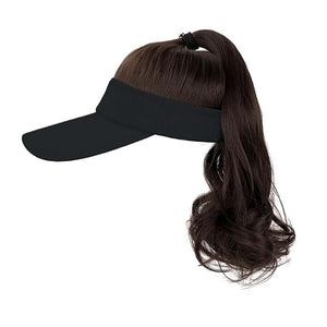 Hat Wig for Women Baseball Cap Wig with Curly Synthetic Hair Extensions Ponytail Cap Wig Sun Hat with Hair