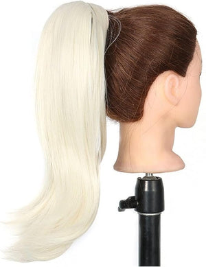 HIHELO 18 Inch Synthetic Straight Ponytail Hair Extensions Wig Bun Wrap Ponytail Barrette Clips for Women Hair Accessories (Color : T27/30/4)
