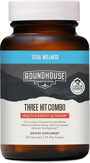ROUNDHOUSE PROVISION Three Hit Combo by Chuck Norris ? Fat Burner Energy Booster &amp Wellness Support ? 30-Day Supply (60 Capsules)