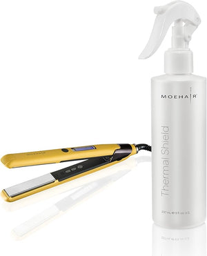 Moehair Hair Straightener 1.5'' with Thermal Heat Spray (8Fl oz) Hairstyling Kit Flat Iron for Curly Hair and Titanium Plates Hair Straightener Heat Protectant Spray Suitable for All Hair Types