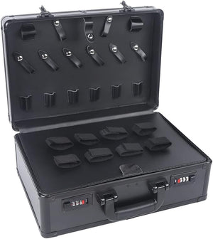 Professional Barber Case, Barber Tool Kits Storage, Double Layer Travel Barber Tool Box, Luxury Carrying Case for Beauty Hair Stylist Pet Groomer with Handle &amp; Secure Numlock, Black