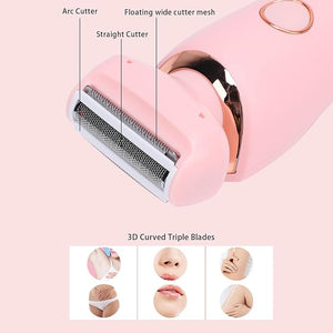 Electric Hair Trimmer - Hair Removal Device for Women with 800mAh Battery Bikini Trimmer Underarm Electric Shaver for Smooth Full Body Care (Pink)