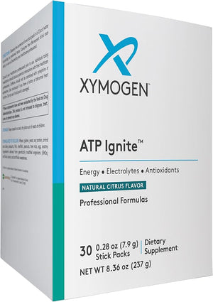 XYMOGEN ATP Ignite Revitalizing Energy Drink Powder - Supports Electrolyte Replacement + ATP Biosynthesis with Antioxidants Aminos Vitamins Electrolytes + 95mg Caffeine (30 Citrus Stick Packs)