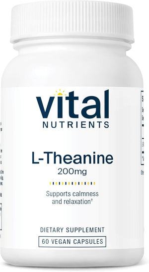 Vital Nutrients L-Theanine 200mg | Vegan Supplement | L Theanine Supplement Supports Normal Stress Levels and Cognitive Function* | Gluten Dairy and Soy Free | 60 Capsules