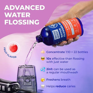 Concentrated Water flosser Rinse &amp; mouthwash Gum Care | Add to Water Flosser | Apple Mint| Alcohol and Fluoride Free. Made in USA| Pack of 2 = 33.8 fl.oz | WATER DENT