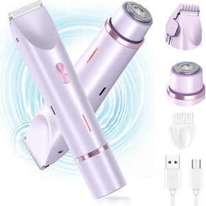 Upgrade 2 in 1 Electric Shaver for Women, 2025 New 2 in 1 Double-Headed Waterproof Wet and Dry, Dual Head Body Shaver Electric Trimmer for Women (Purple)