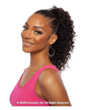 Mane Concept Human Hair Ponytail Pristine PRPE02 Deep Curly Drawstring Ponytail 16 (NATURAL BLACK)