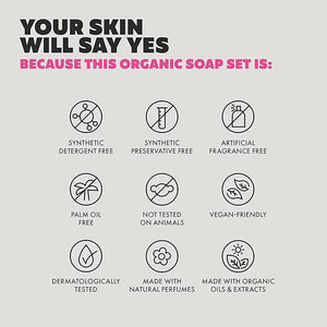 Organic Soap Bar (Set of 8) - Natural Soap Made in Greece | Nuorishing Shea Butter, Olive Oil, Lavander and Sandalwood, Aloe Vera &amp; Cucumber Extract | Jabones Artesanales Naturales