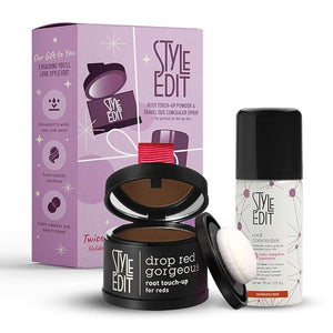 Style Edit Travel Essentials Hair Duo Root Touch Up Powder and Spray | Instant Gray Root Concealer for Grays and Roots Coverage | Dark Red