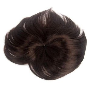 H&ampBwig Men Short Toppers Hairpiece Brown Clips in Hair Extensions for Covering White Loss Hair Toupee